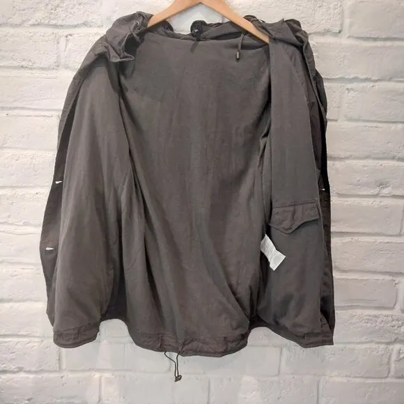 Naf Naf Softshell Jacket Womens XS Gray Lightweight  Hooded Trench Coat Parka