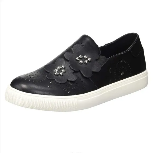 Nanette Lepore Whitney black with floral cut outs and beaded closed toe shoe