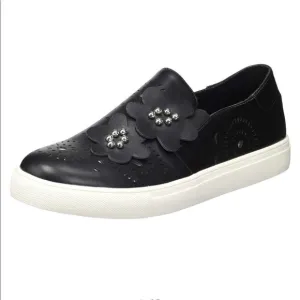 Nanette Lepore Whitney black with floral cut outs and beaded closed toe shoe