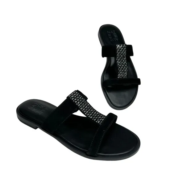 Naturalizer Farica Slide Sandals Embellished Black Size 6M