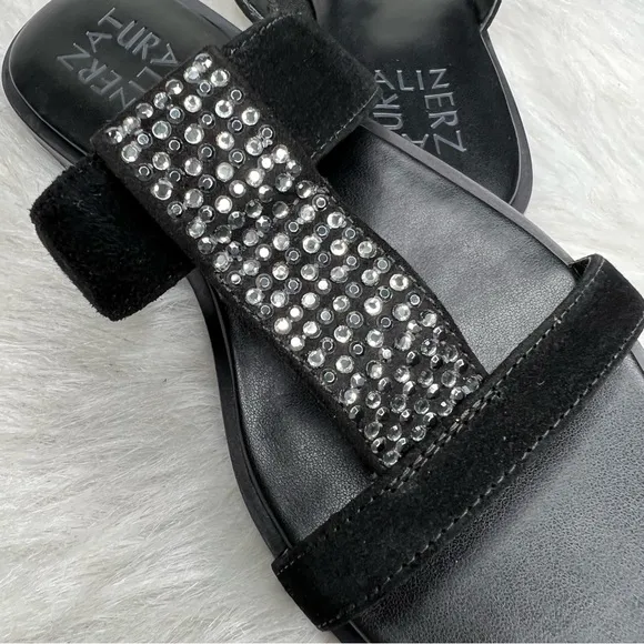 Naturalizer Farica Slide Sandals Embellished Black Size 6M