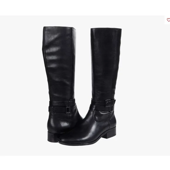 Naturalizer Reid High‎ Shaft Boots in Black Leather 6 M New With Box Retail $240