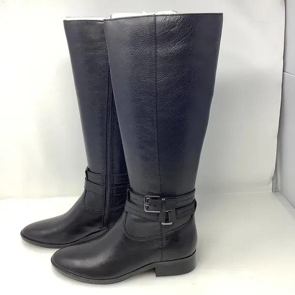 Naturalizer Reid High‎ Shaft Boots in Black Leather 6 M New With Box Retail $240