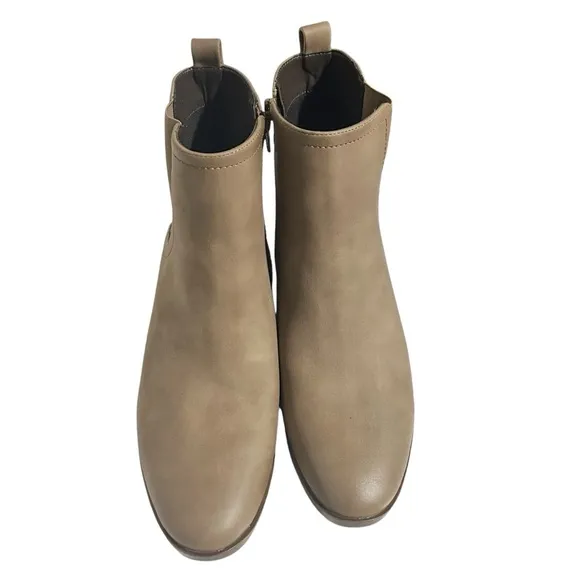 Naturalizer Sampson Tan Nubuck Block Heel Zip Chelsea Ankle Boots Size 9M NIB