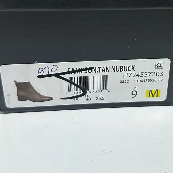 Naturalizer Sampson Tan Nubuck Block Heel Zip Chelsea Ankle Boots Size 9M NIB