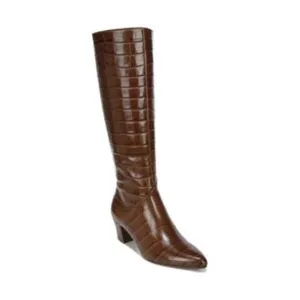 NATURALIZER SHOE Womens Brown Melanie Pointed Toe Block Heel Leather Boots 8