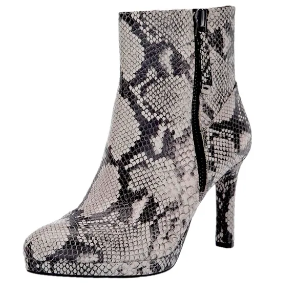 Naturalizer Women Tiana Ankle Boots leather upper alabaster snake EUC worn once