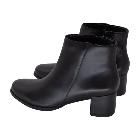 Naturalizer Womens Bay Waterproof Heeled Ankle Boot Black Leather 11 M