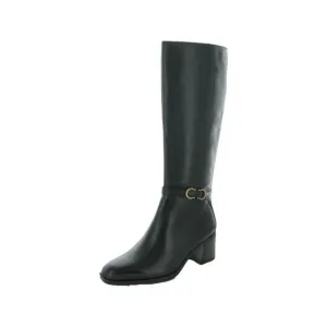 NATURALIZER Womens Black Non-Slip Wide Calf Block Heel Leather Heeled Boots 7 M