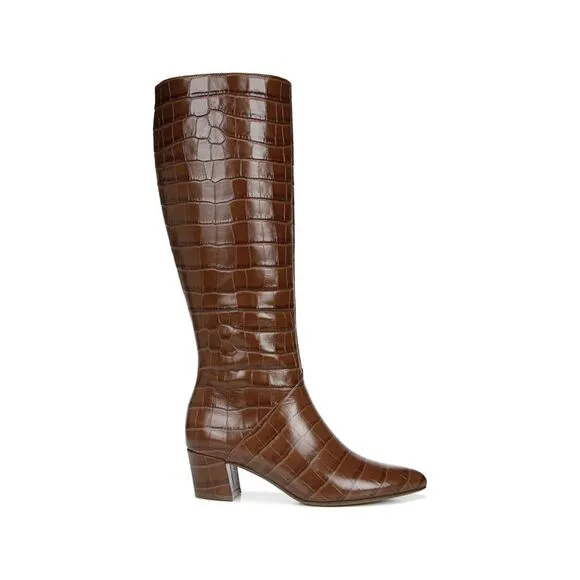 NATURALIZER Womens Brown Non-Slip Melanie Pointed Toe Block Heel Leather Boots 9