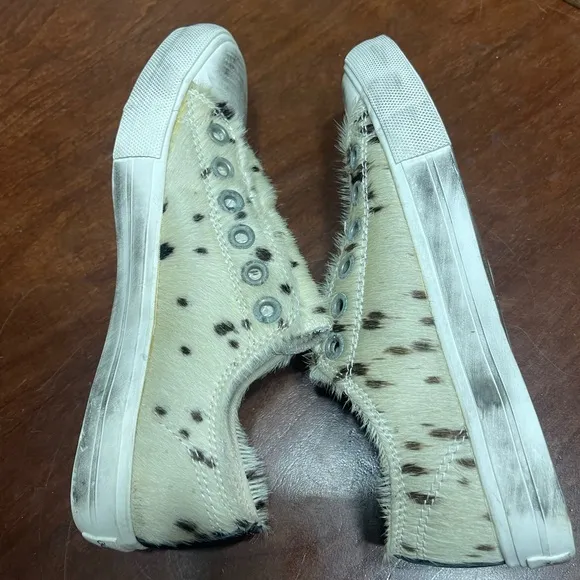 Naughty Monkey Cowhide Distressed Sneakers Wildlife Pony Hair Slip On Casual