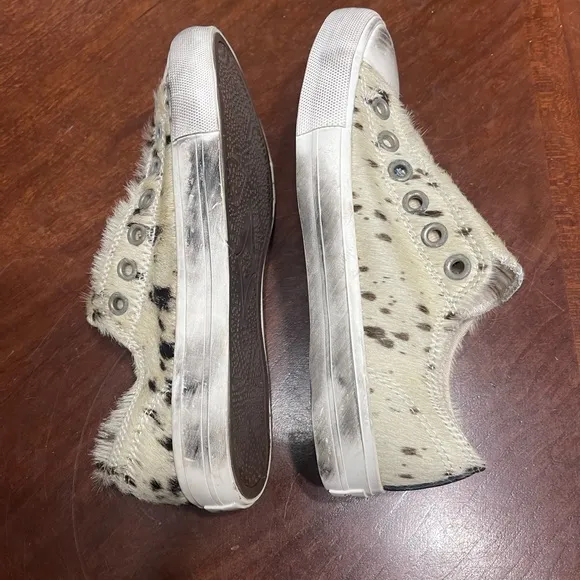 Naughty Monkey Cowhide Distressed Sneakers Wildlife Pony Hair Slip On Casual