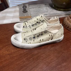 Naughty Monkey Cowhide Distressed Sneakers Wildlife Pony Hair Slip On Casual