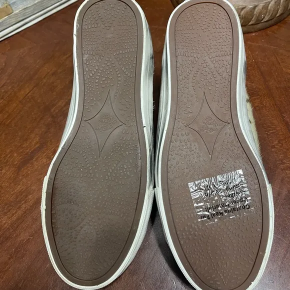 Naughty Monkey Cowhide Distressed Sneakers Wildlife Pony Hair Slip On Casual