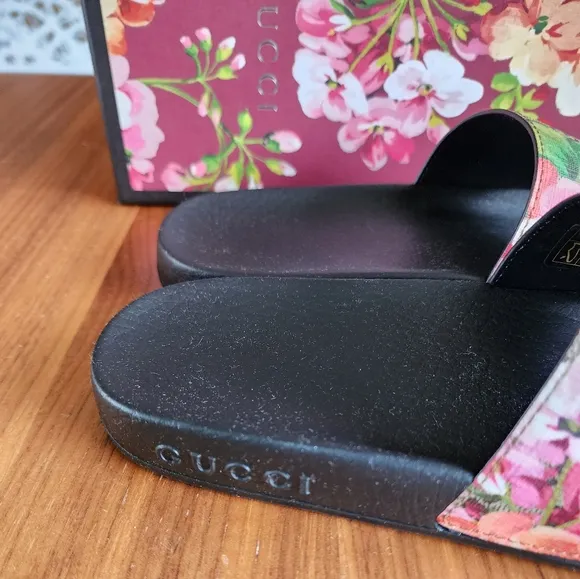 NEW 100% Authentic Gucci Women's Floral GG Slides Sandals Shoes EU 34/US 4