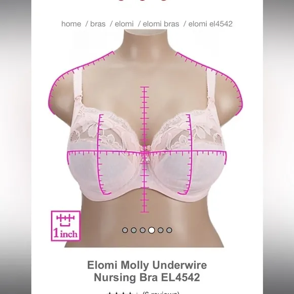 NEW 38O Elomi Nursing Bra Pink Lace Molly Underwire Detachable Cup Support