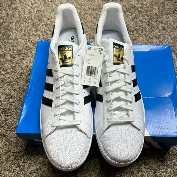 New Adidas Originals Superstar Men's Size 19 White Black Sneakers Shoes C77124​