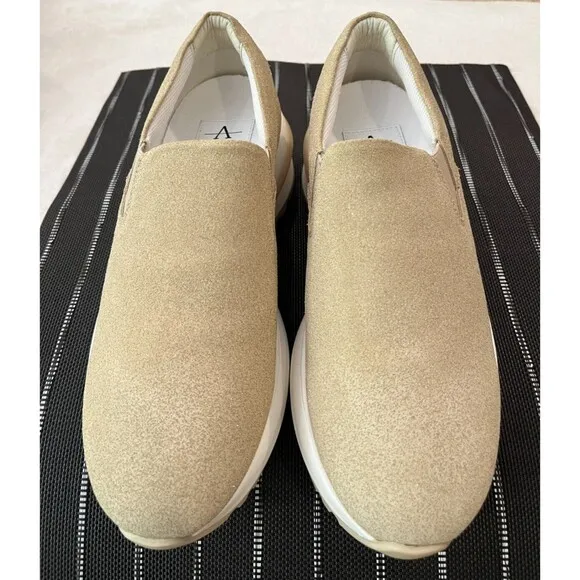 NEW AQUATALIA Leola METALLIC SHIMMER BEIGE Slip-On SNEAKERS US Size 8