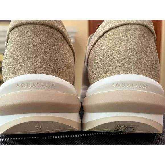NEW AQUATALIA Leola METALLIC SHIMMER BEIGE Slip-On SNEAKERS US Size 8