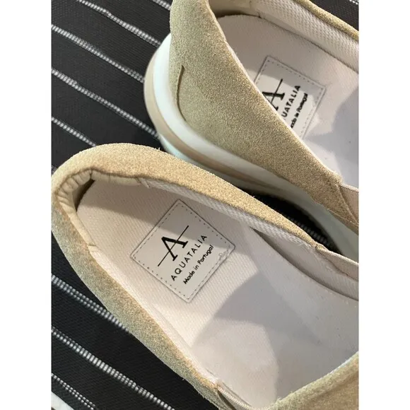 NEW AQUATALIA Leola METALLIC SHIMMER BEIGE Slip-On SNEAKERS US Size 8
