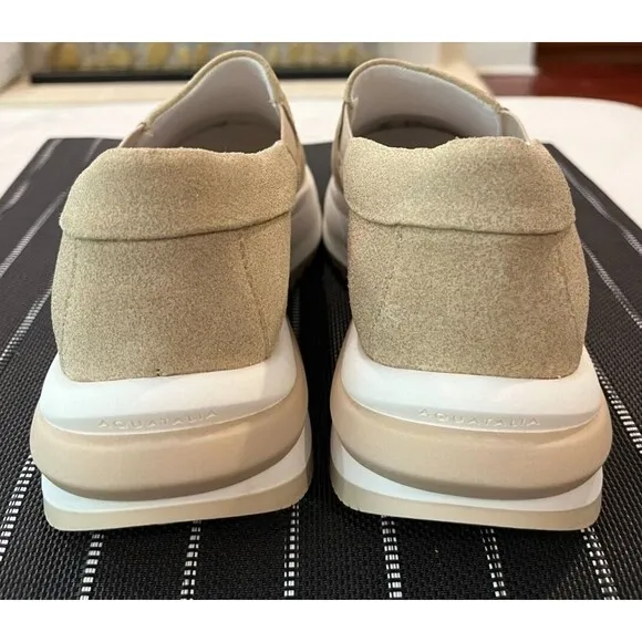 NEW AQUATALIA Leola METALLIC SHIMMER BEIGE Slip-On SNEAKERS US Size 8