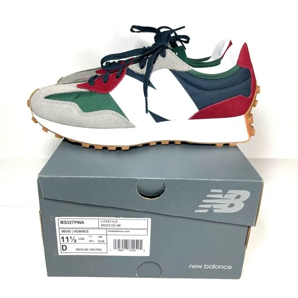 New Balance 327 Men’s Sneakers MS327PWA Blue /Red/ Green Shoes Size 11.5D