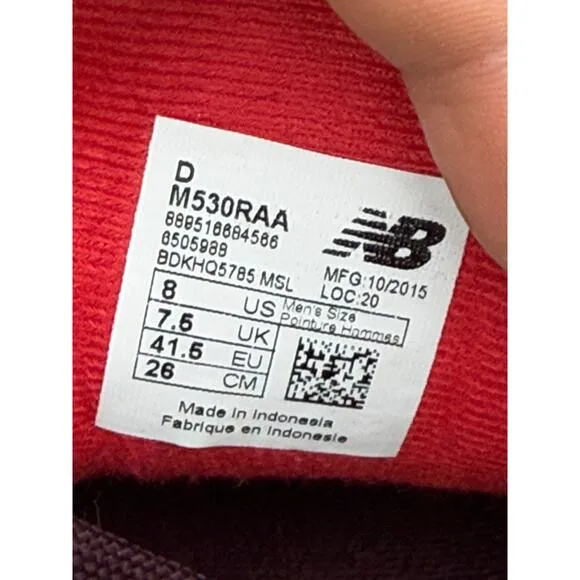 New Balance 530‎ Encap Shoes Sneakers M530RAA Red Chocolate Cherry Mens 8 NB GUC