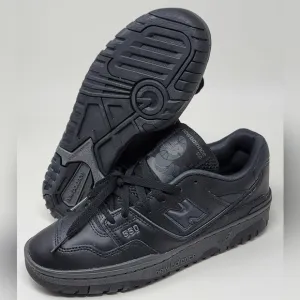 New Balance 550 Men's Size 7 US Low Triple Black GS GSB550BB Shoes Sneakers New