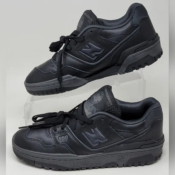 New Balance 550 Men's Size 7 US Low Triple Black GS GSB550BB Shoes Sneakers New