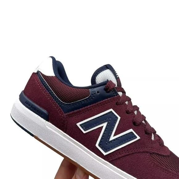 New Balance 574 Youth Boys Suede Sneaker Size 4 Burgundy/Navy Blue Lace up Shoes