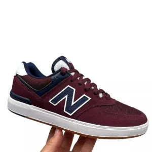 New Balance 574 Youth Boys Suede Sneaker Size 4 Burgundy/Navy Blue Lace up Shoes