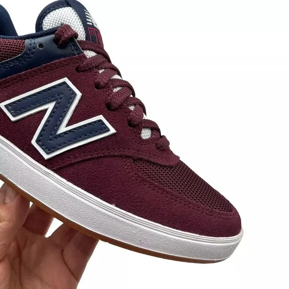 New Balance 574 Youth Boys Suede Sneaker Size 4 Burgundy/Navy Blue Lace up Shoes
