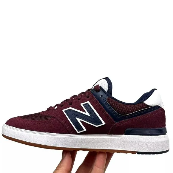 New Balance 574 Youth Boys Suede Sneaker Size 4 Burgundy/Navy Blue Lace up Shoes
