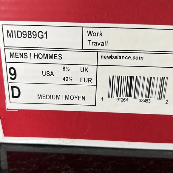 New Balance 989 Composite Toe Shoes, worn for an hour