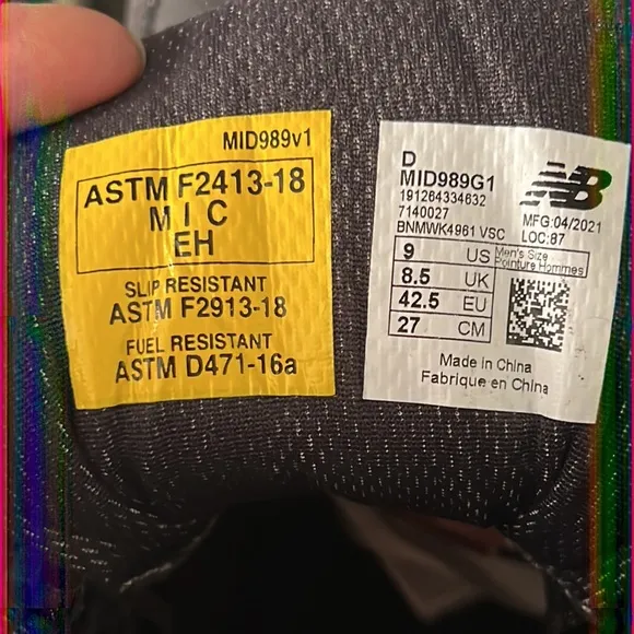 New Balance 989 Composite Toe Shoes, worn for an hour