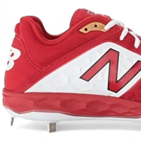 New Balance Men's Size 17 W 2E Red White 3000 V4 Metal Baseball Cleat Shoes