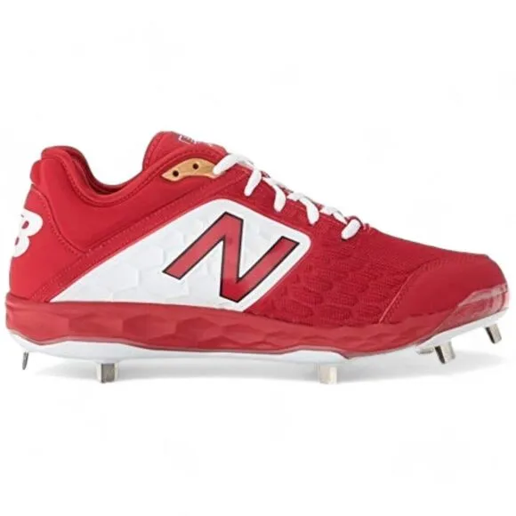 New Balance Men's Size 17 W 2E Red White 3000 V4 Metal Baseball Cleat Shoes