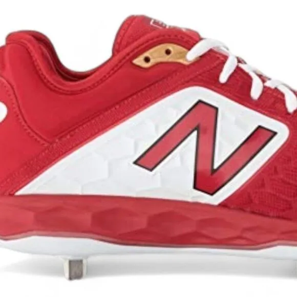 New Balance Men's Size 17 W 2E Red White 3000 V4 Metal Baseball Cleat Shoes