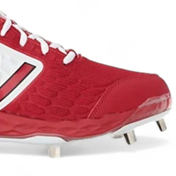 New Balance Men's Size 17 W 2E Red White 3000 V4 Metal Baseball Cleat Shoes