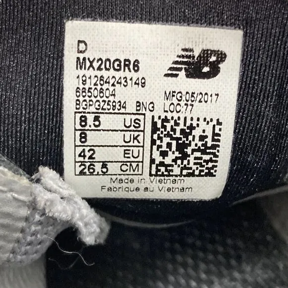 New Balance Minimus-Men 8.5(D) Gray/Camo Sole Lightweight Running/Hiking MX20GR6