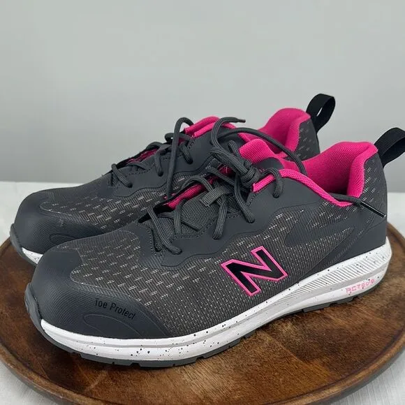 New Balance Shoes Wm 11 D (Wide) Grey/Pink Composite Safety Toe Work Sneaker