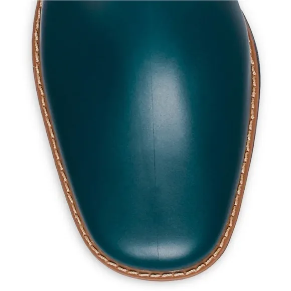 NEW Bernardo Briton slip on Chelsea rubber leather teal slip on rain boots