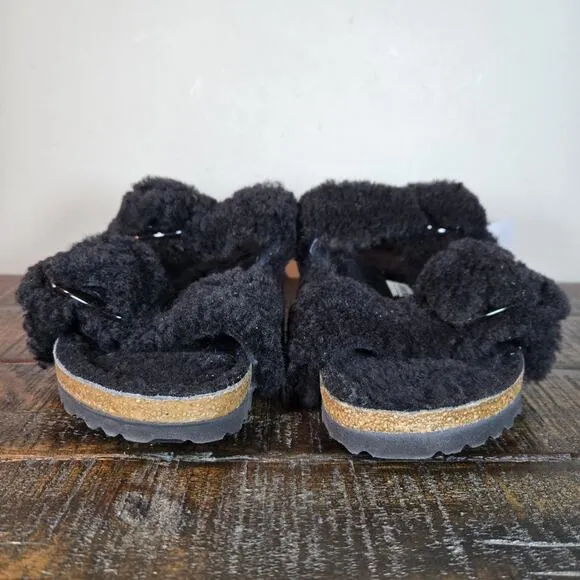 NEW Birkenstock Arizona Shearling Big Buckle Womens Size 6 EU 37 Narrow Slippers