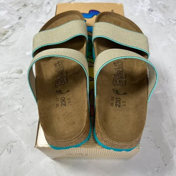 NEW Birkenstock Birki’s Curacao ll Sandal SIZE 36 US 5 NARROW Stretch Beige Mint