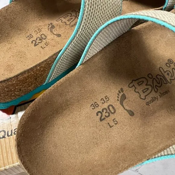 NEW Birkenstock Birki’s Curacao ll Sandal SIZE 36 US 5 NARROW Stretch Beige Mint