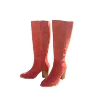 NEW CHOCOLAT BLU women's addison knee high boot in brick suede