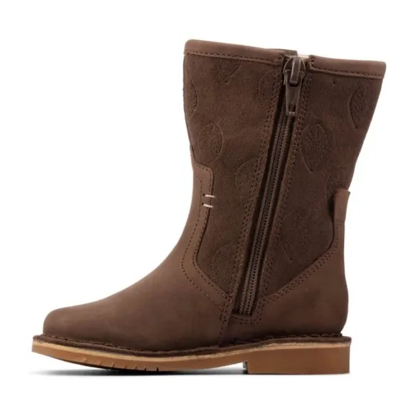 NEW Clarks Comet Pop Toddler Walnut Leather Boots Size UK 4F, US 4.5M Retail £48