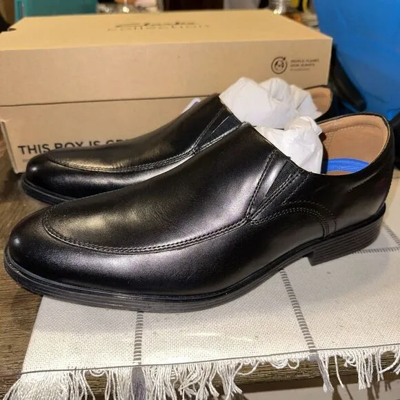 NEW CLARKS Men's Dress‎ Shoes Whiddon Step Black Leather Size 9.5 M