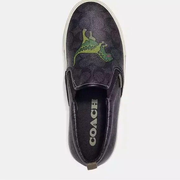 NEW Coach Men’s Signature Rexy Slip On Skate Sneakers. Sz.13