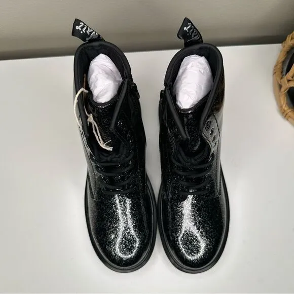 NEW Dr. Martens 1460 Y Cosmic Glitter Black Combat Boots Juniors 6, Women’s US 6